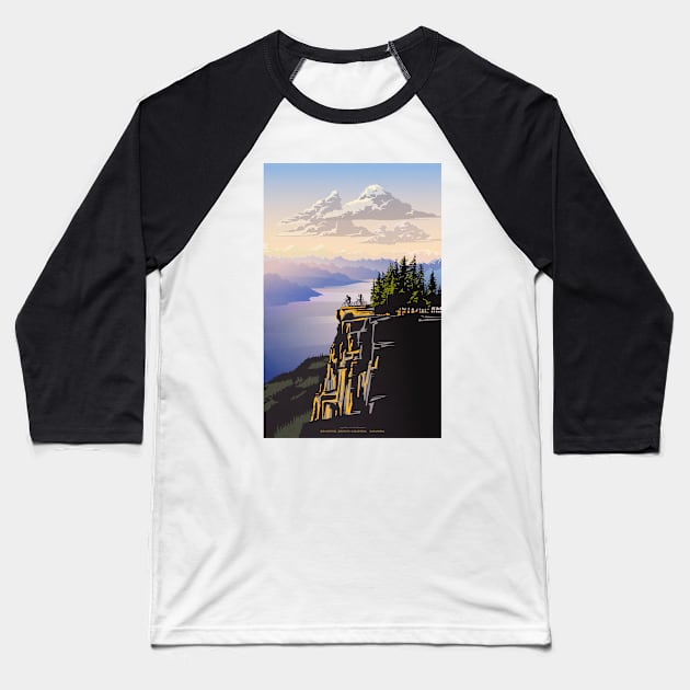 Beautiful British Columbia retro travel poster Baseball T-Shirt by SFDesignstudio